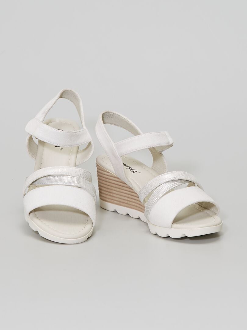 Sandales semelles compensées blanc - Kiabi