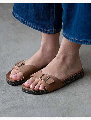 Sandales simple bride patch talon confort isotoner