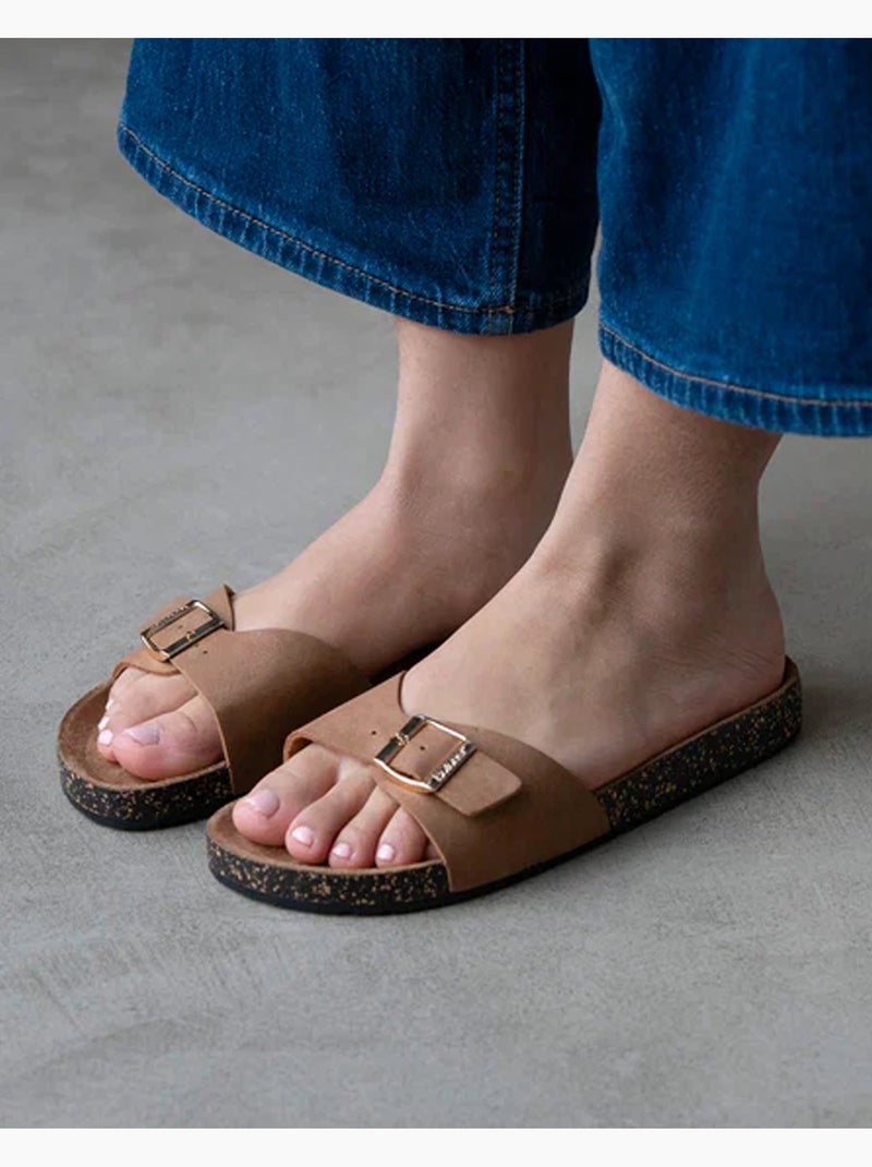 Sandales simple bride patch talon confort  Isotoner Camel - Kiabi