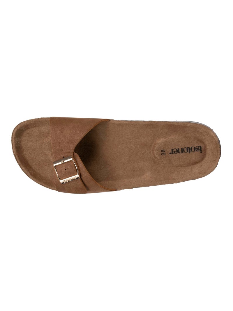 Sandales simple bride patch talon confort  Isotoner Camel - Kiabi