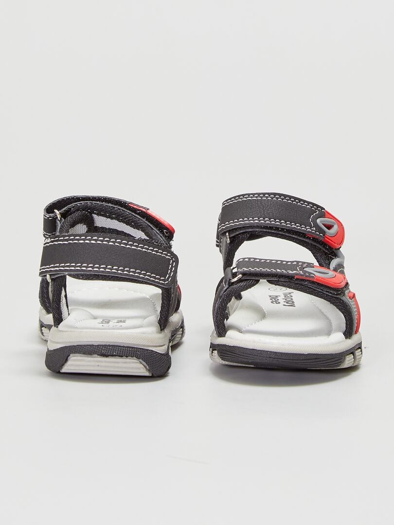 Sandales sport à scratchs noir - Kiabi