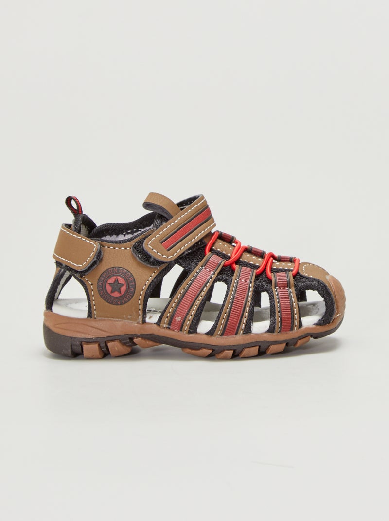 Sandales sport Marron/rouge - Kiabi