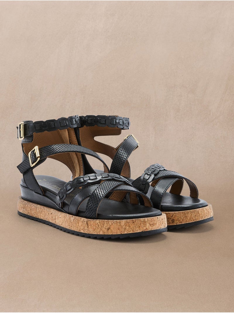 Sandales style spartiate à scratchs - PEDICONFORT Noir Noir - Kiabi