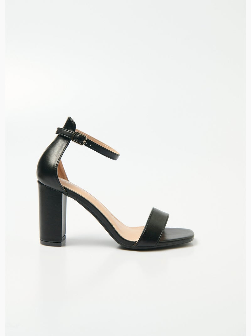 Sandales talon haut bout carré à brides - AFIBEL Noir - Kiabi