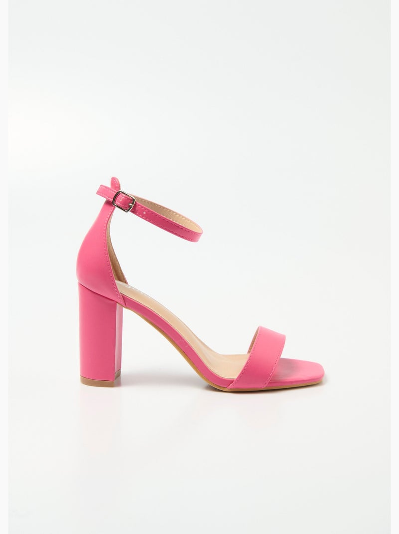 Sandales talon haut bout carré à brides - AFIBEL Rose fushia - Kiabi