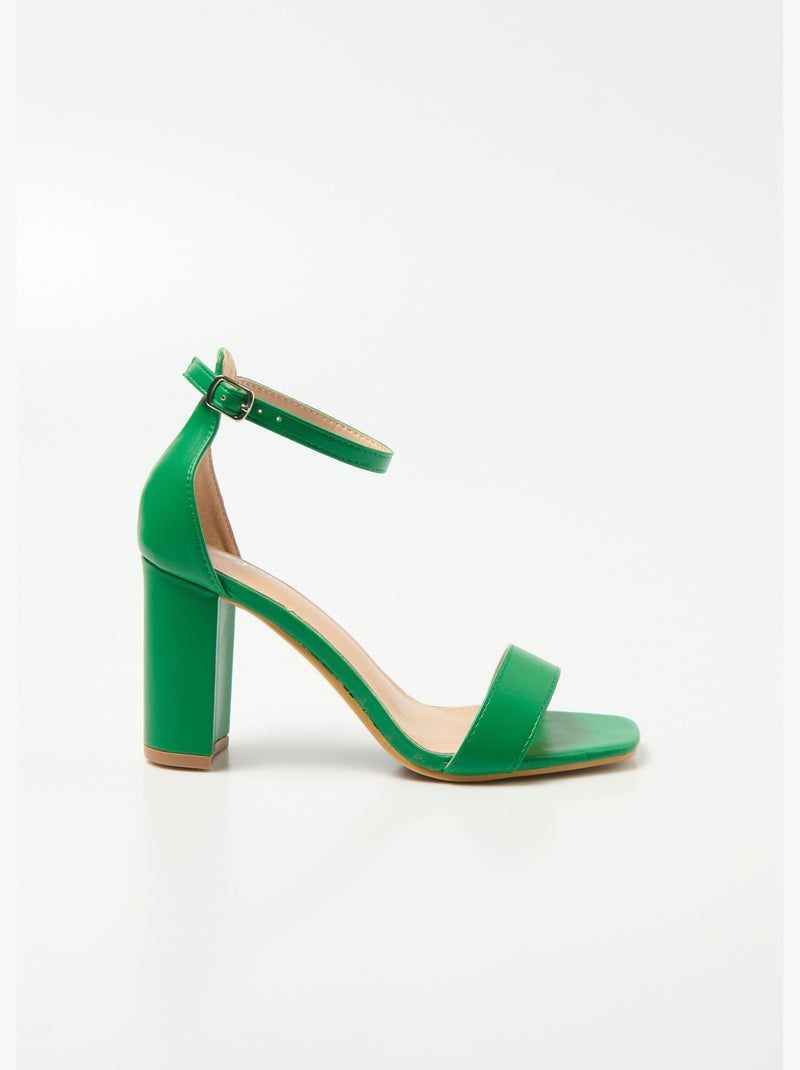 Sandales talon haut bout carré à brides - AFIBEL Vert - Kiabi