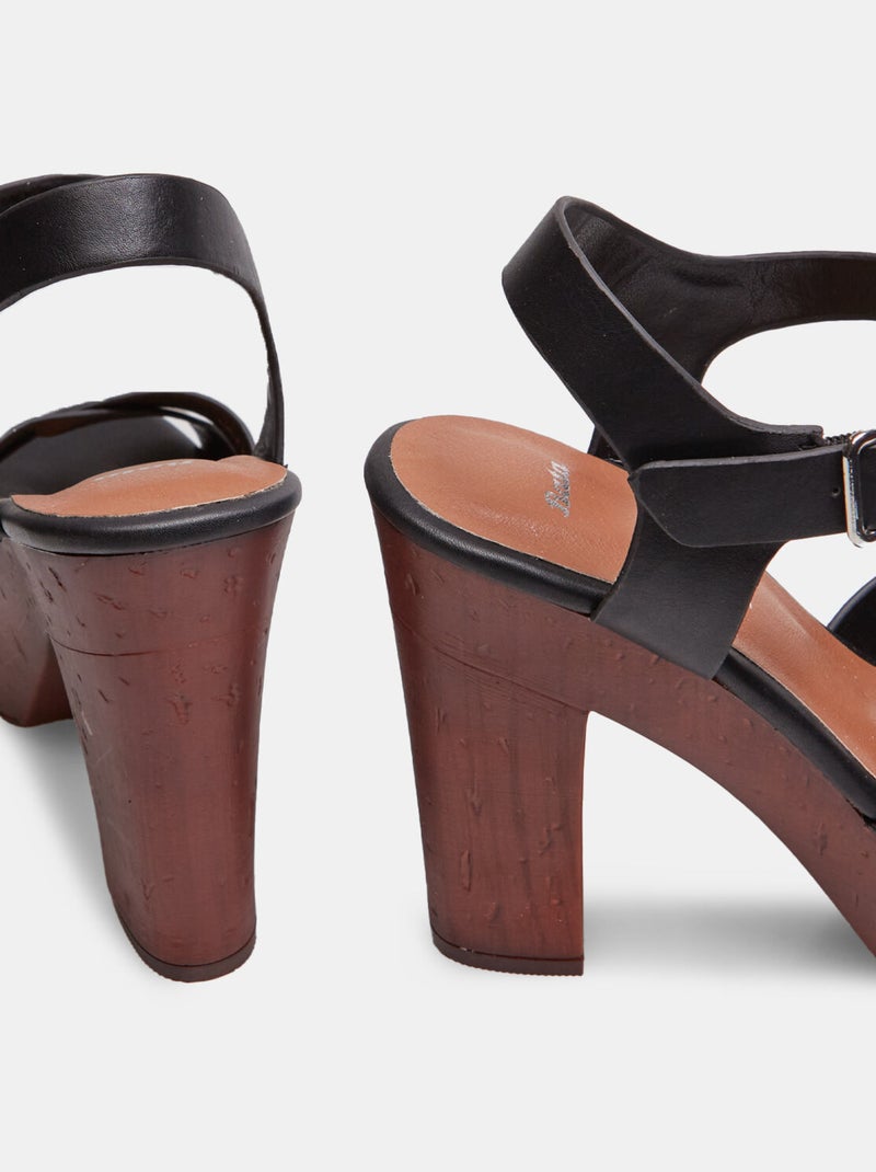 Sandales talon large et plateau BATA Noir - Kiabi