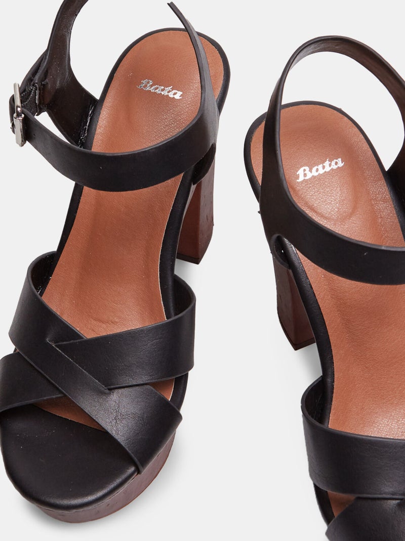 Sandales talon large et plateau BATA Noir - Kiabi