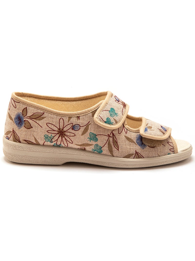 Sandales toile ouverture totale - PEDICONFORT Beige/Vert/Bleu - Kiabi