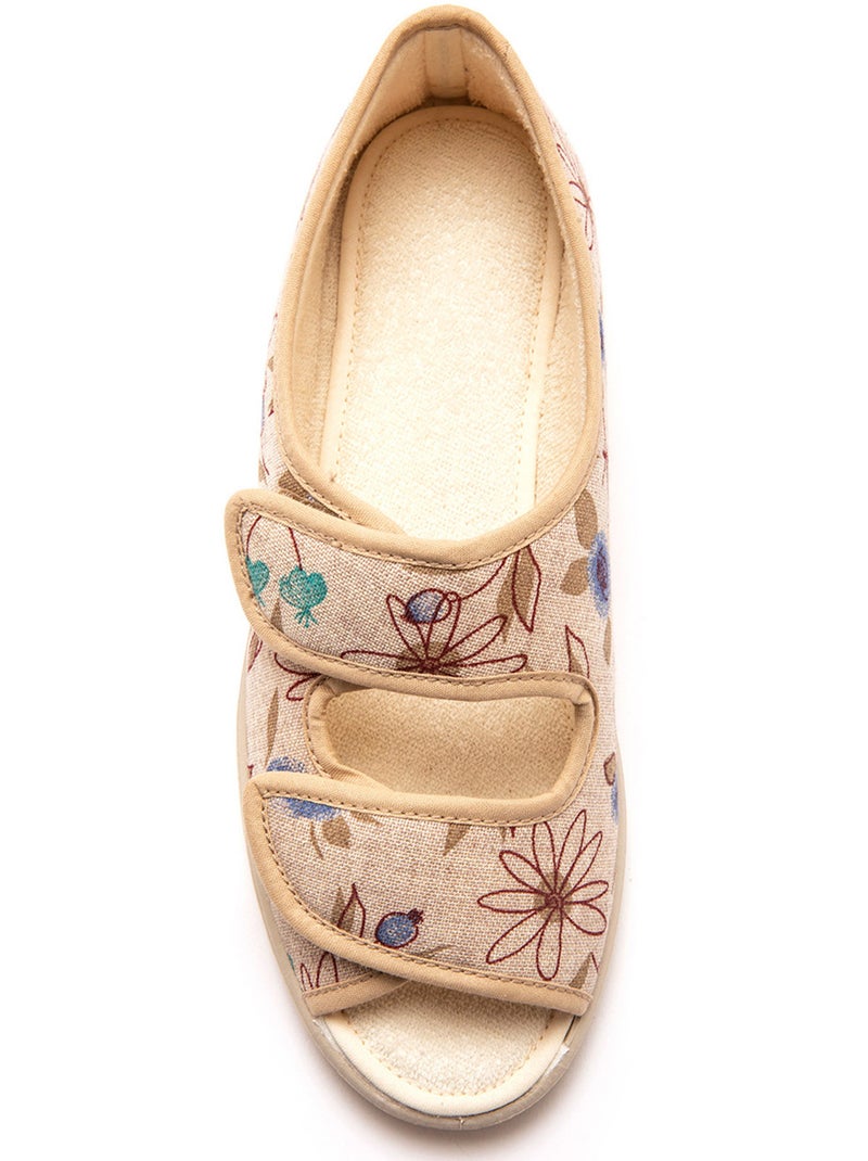 Sandales toile ouverture totale - PEDICONFORT Beige/Vert/Bleu - Kiabi