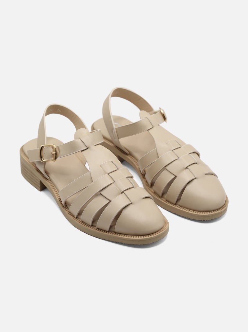 Sandales tresséee Crème - Kiabi
