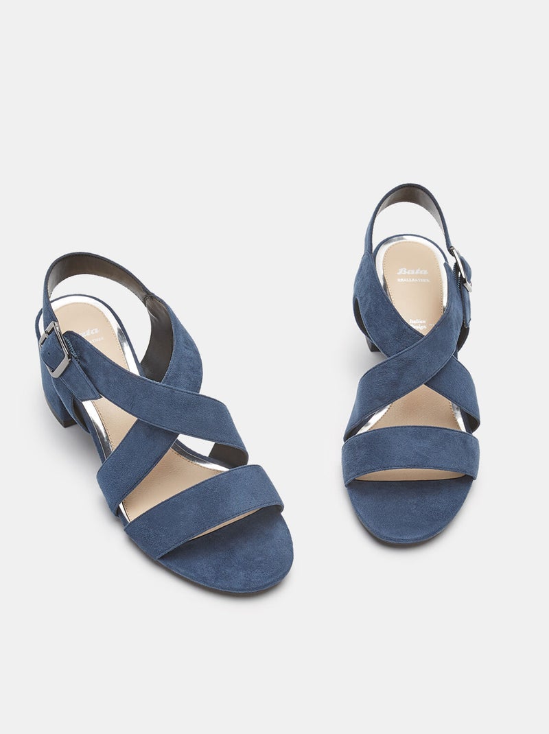 Sandales tressées à talon large BATA Bleu - Kiabi