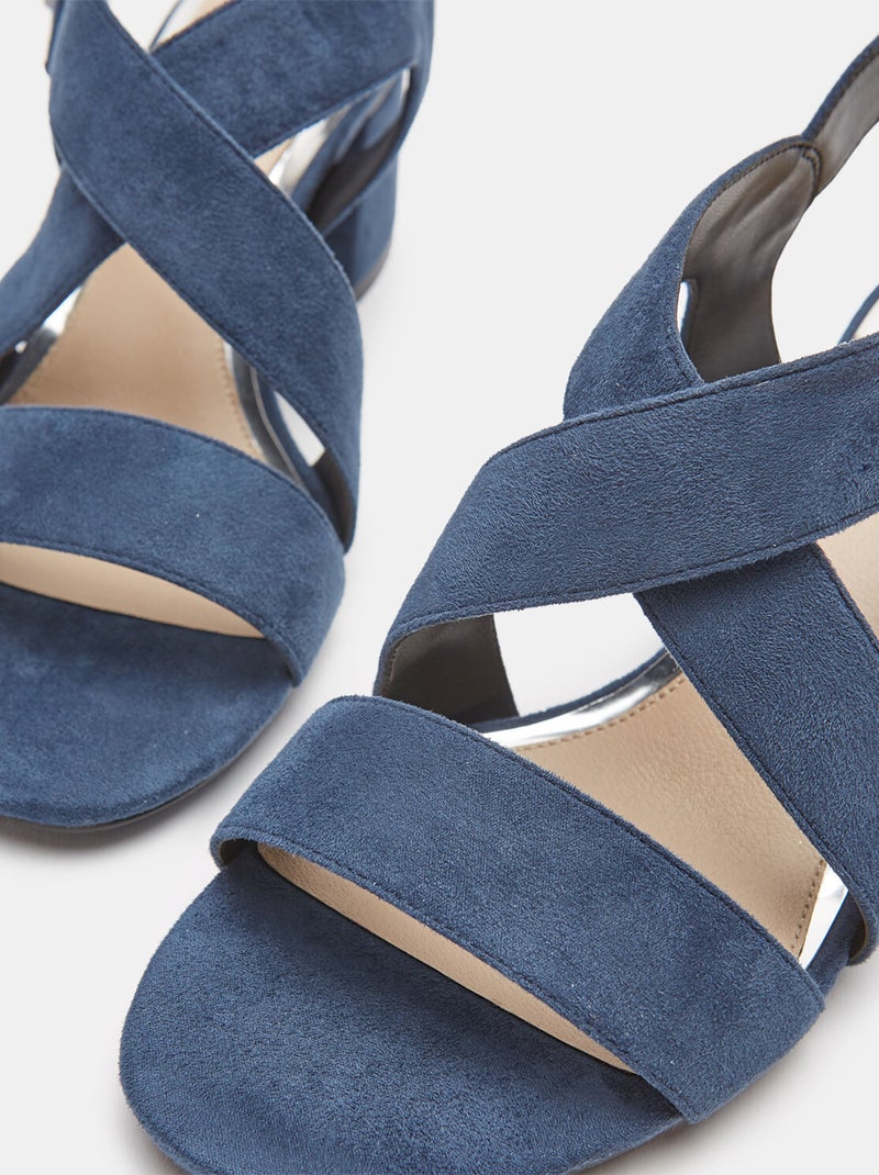 Sandales tressées à talon large BATA Bleu - Kiabi