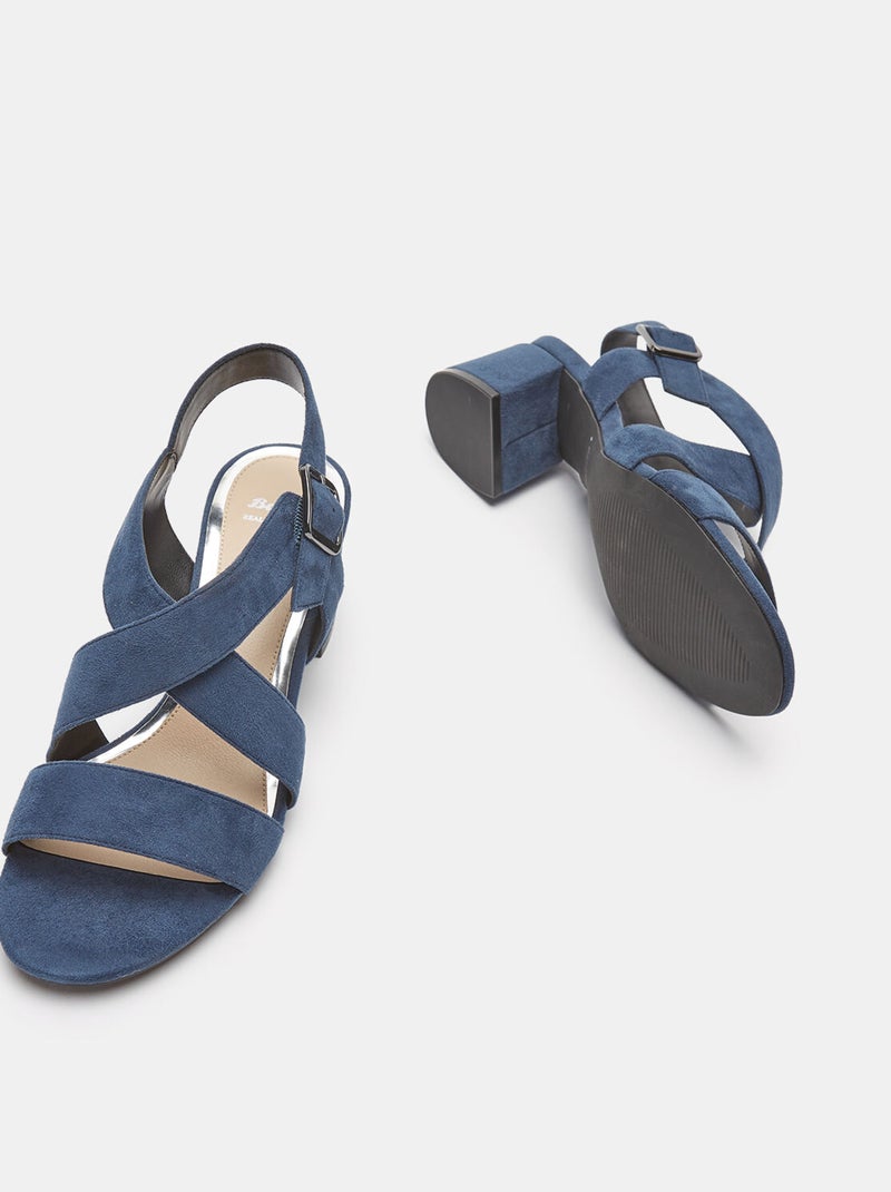 Sandales tressées à talon large BATA Bleu - Kiabi