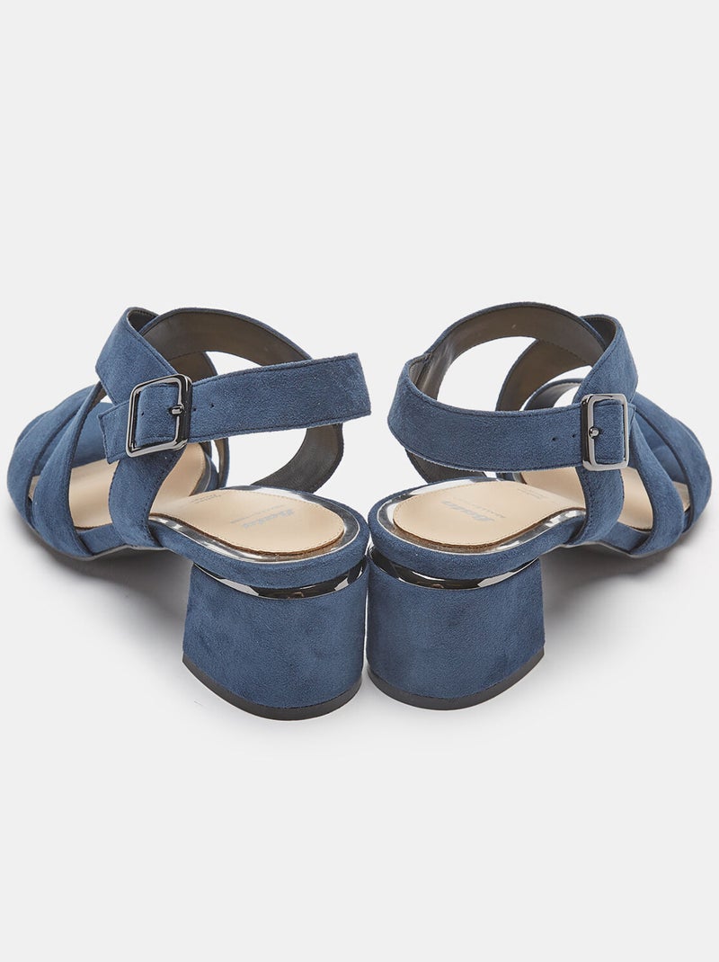 Sandales tressées à talon large BATA Bleu - Kiabi