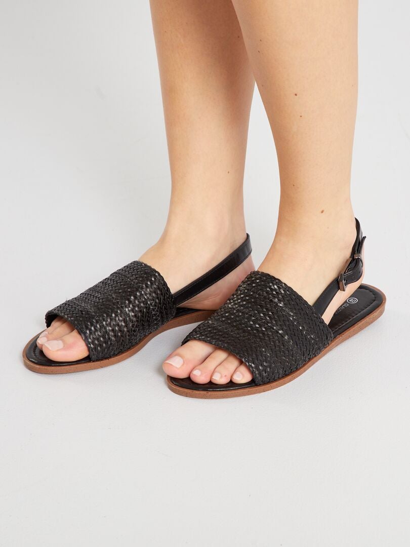 Sandales tressées noir - Kiabi