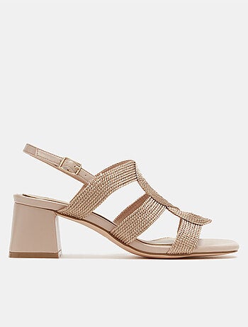 Sandales tressées talon moyen carré BATA
