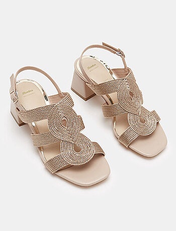 Sandales tressées talon moyen carré BATA