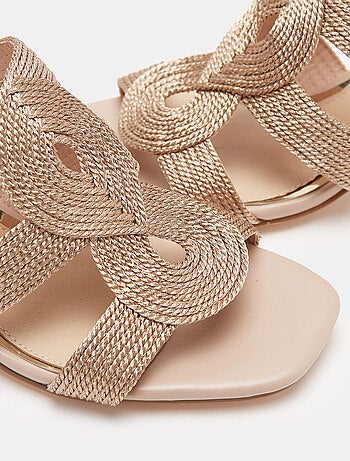 Sandales tressées talon moyen carré BATA
