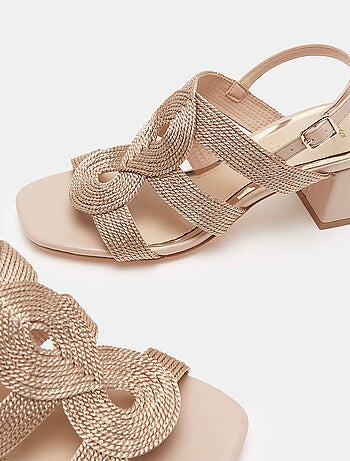 Sandales tressées talon moyen carré BATA