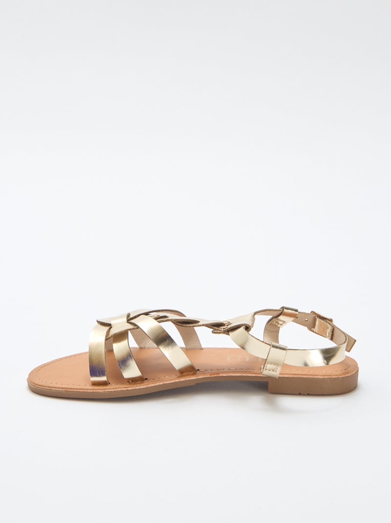 Sandales tressées uni Jaune - Kiabi