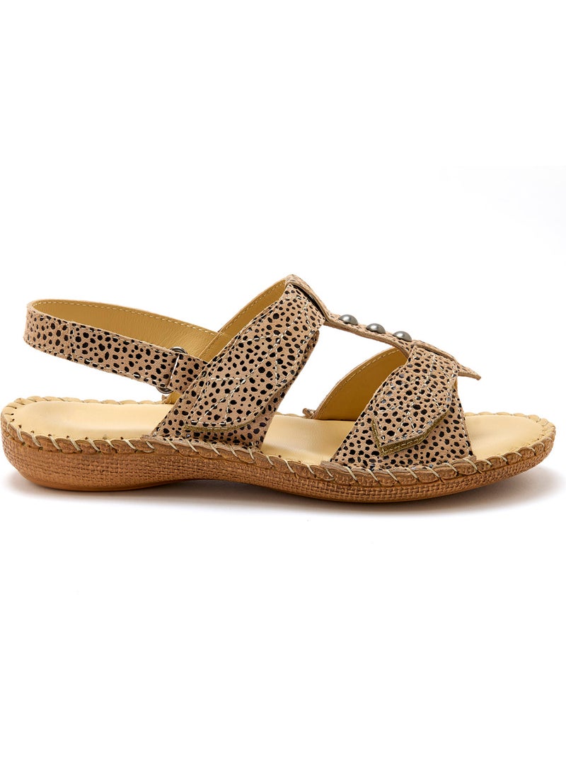Sandales ultra souples en cuir - PEDICONFORT Beige/Noir - Kiabi