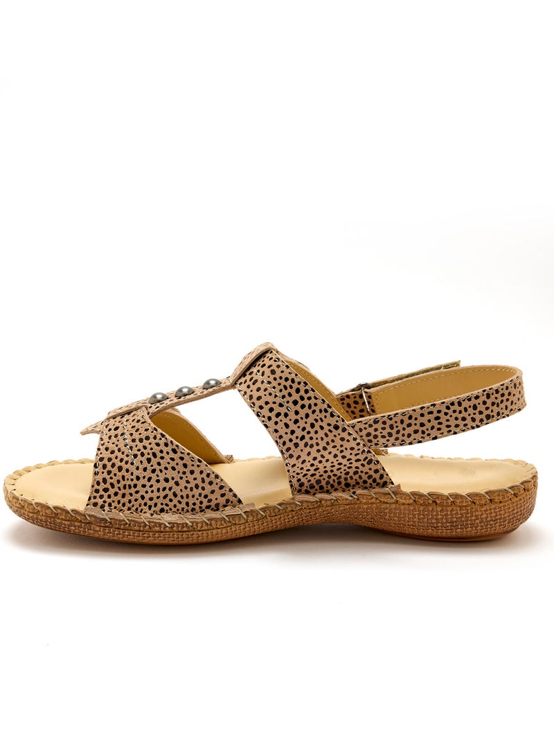 Sandales ultra souples en cuir - PEDICONFORT Beige/Noir - Kiabi