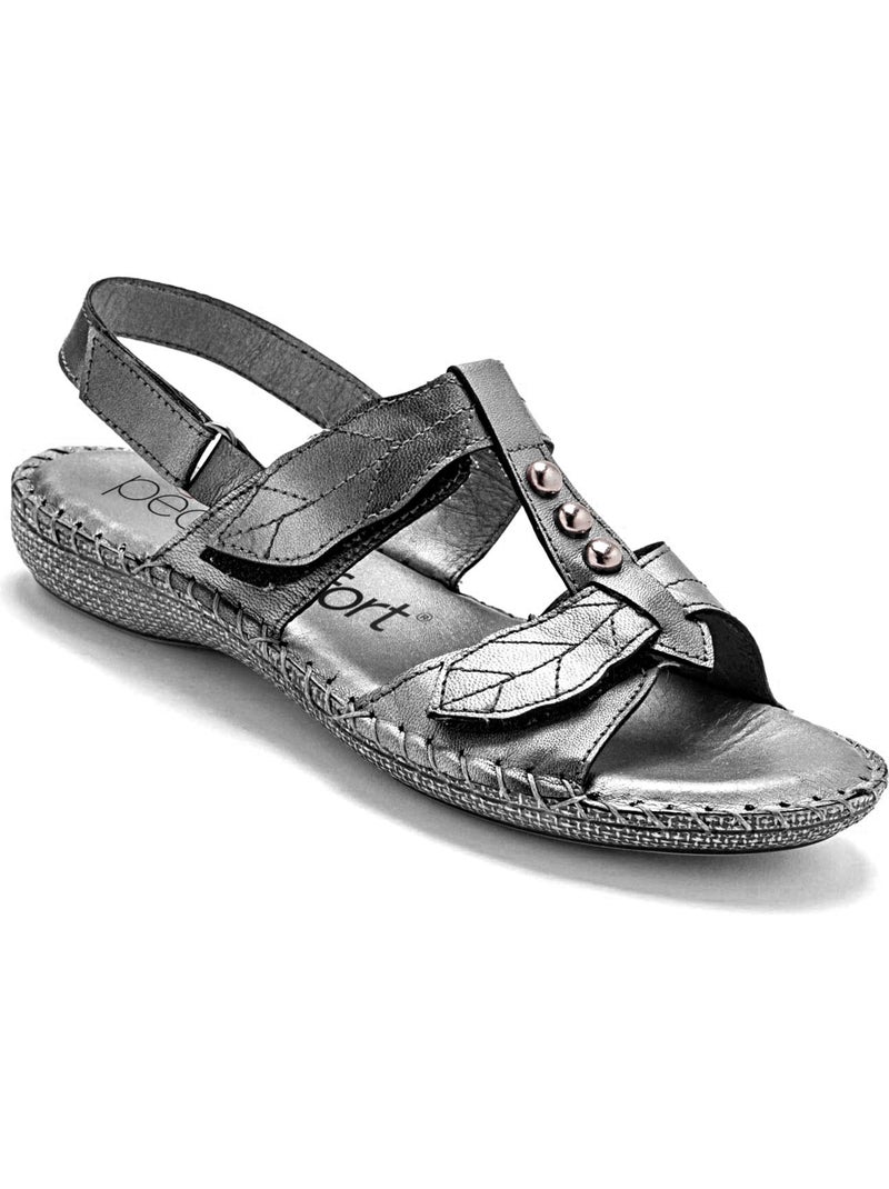 Sandales ultra souples en cuir - PEDICONFORT Gris métalique - Kiabi