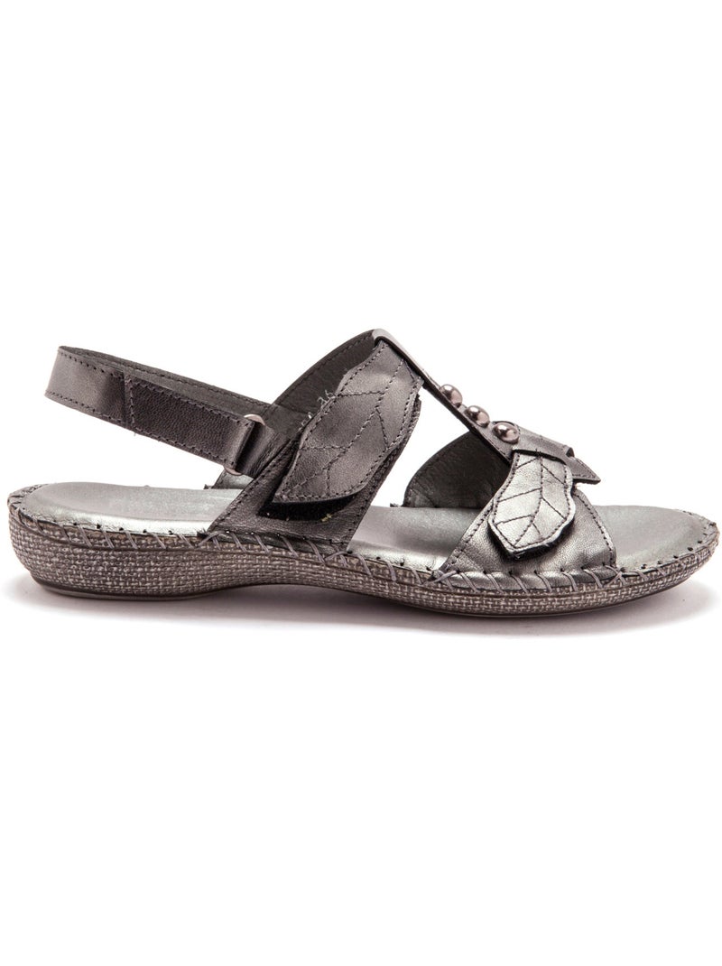 Sandales ultra souples en cuir - PEDICONFORT Gris métalique - Kiabi