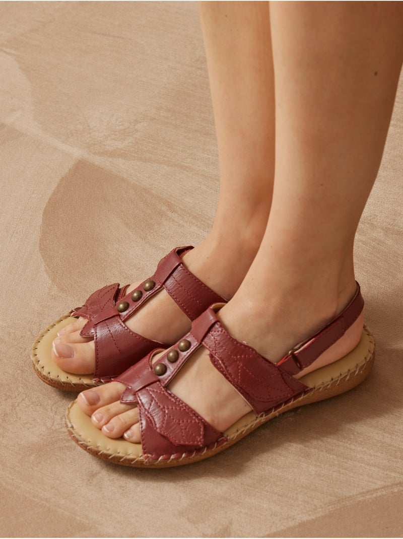 Sandales ultra souples en cuir - PEDICONFORT Rouge - Kiabi