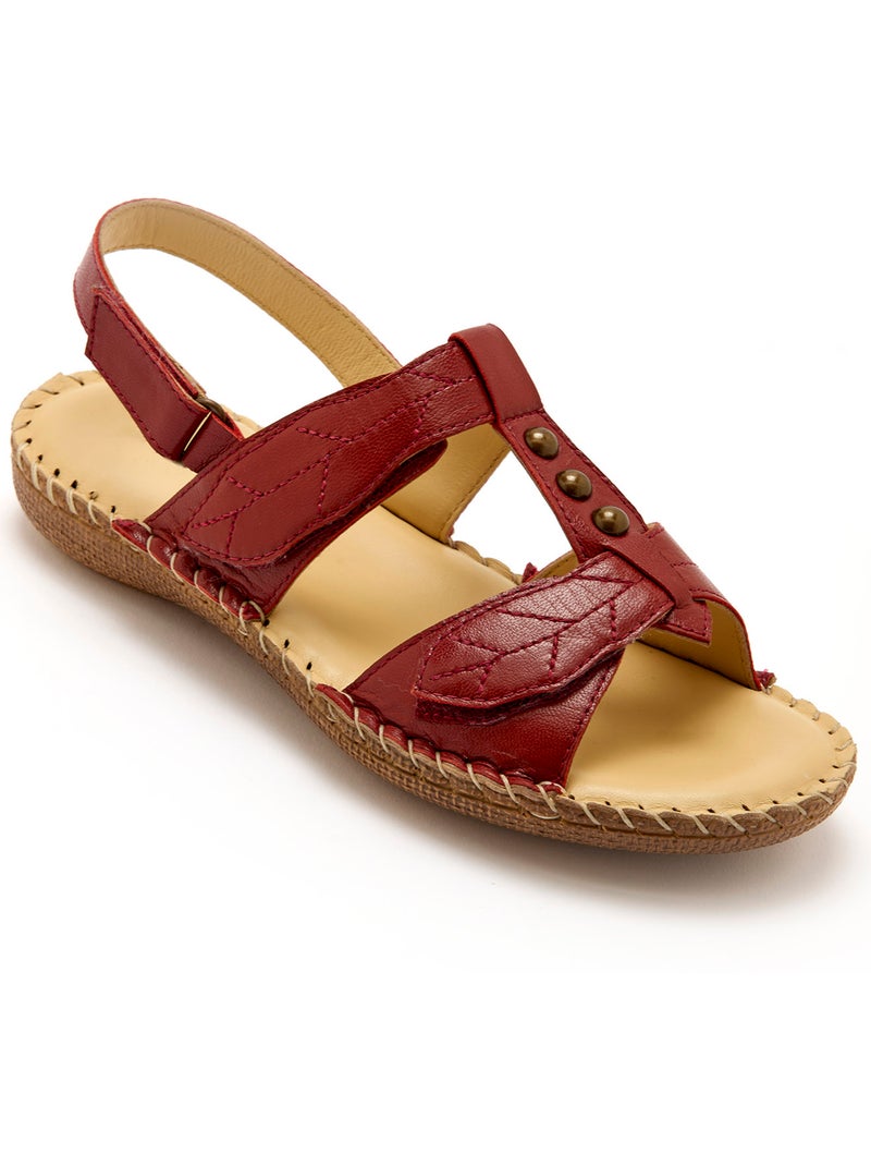 Sandales ultra souples en cuir - PEDICONFORT Rouge - Kiabi