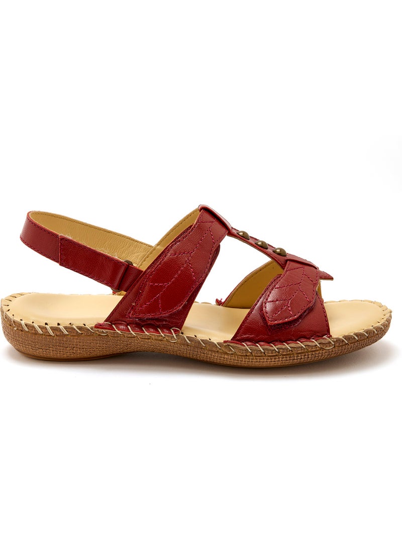 Sandales ultra souples en cuir - PEDICONFORT Rouge - Kiabi