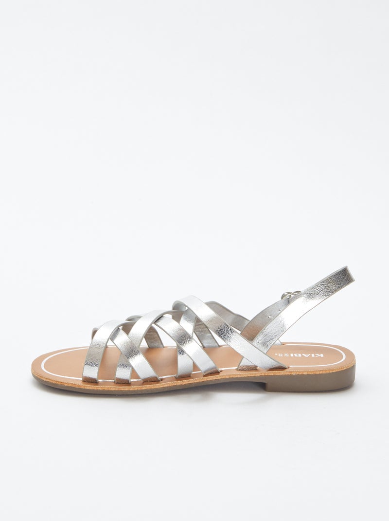 Sandales unies multi-brides GRIS - Kiabi