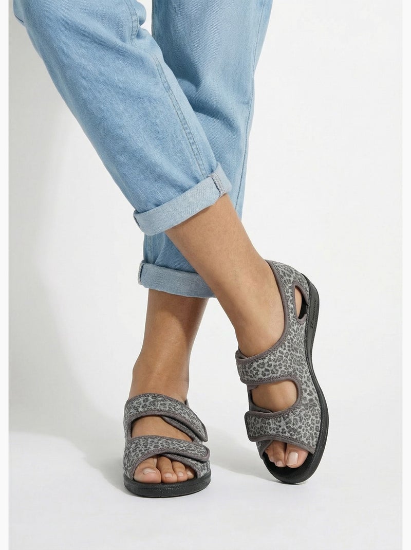Sandales vegan largeur confort - Afibel Gris - Kiabi