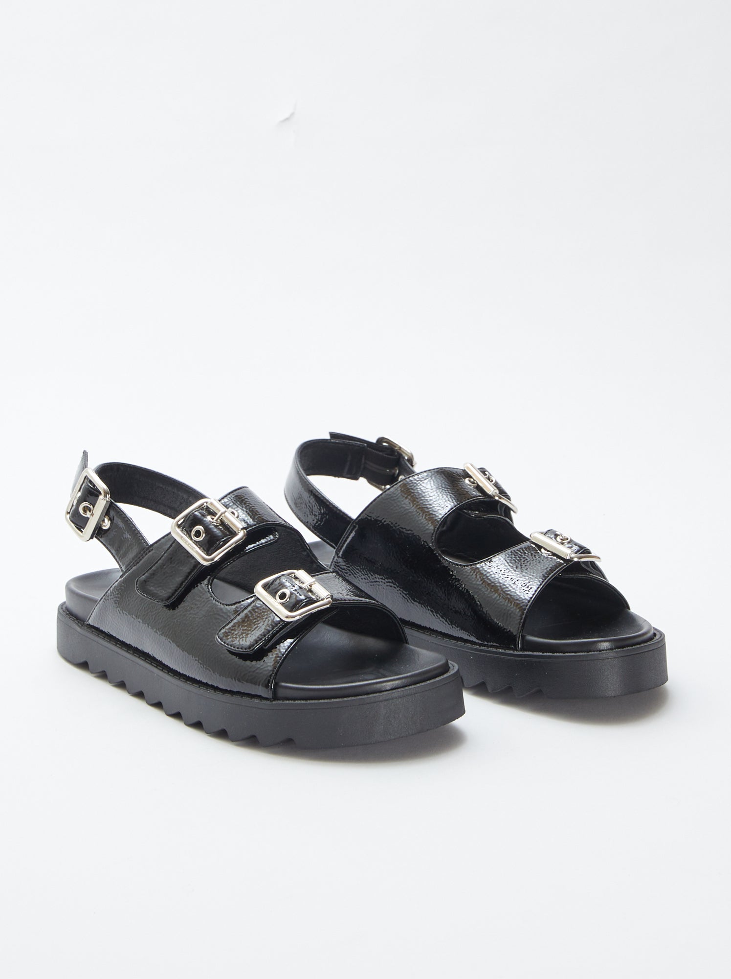 Sandale Femme à Talon Très Haut (14cm) Kiara Shoes - Modèle Verni Noir Avec Bride (Pointures 36-43)