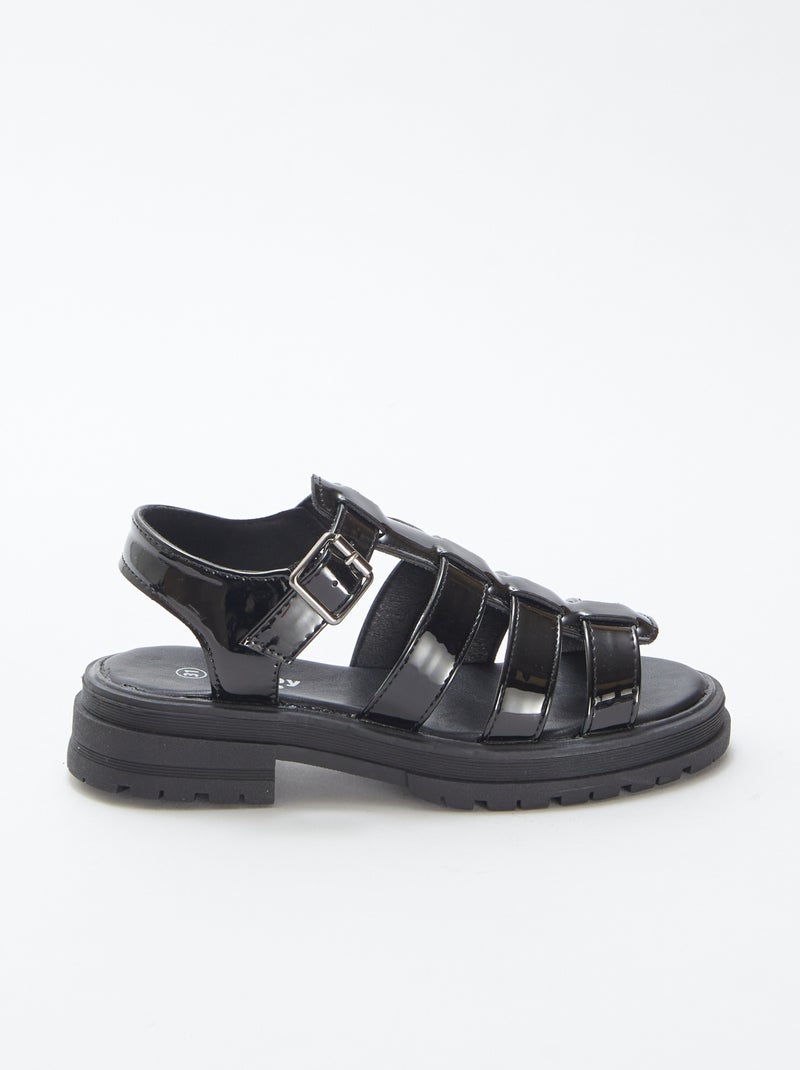 Sandales vernies à talon NOIR - Kiabi