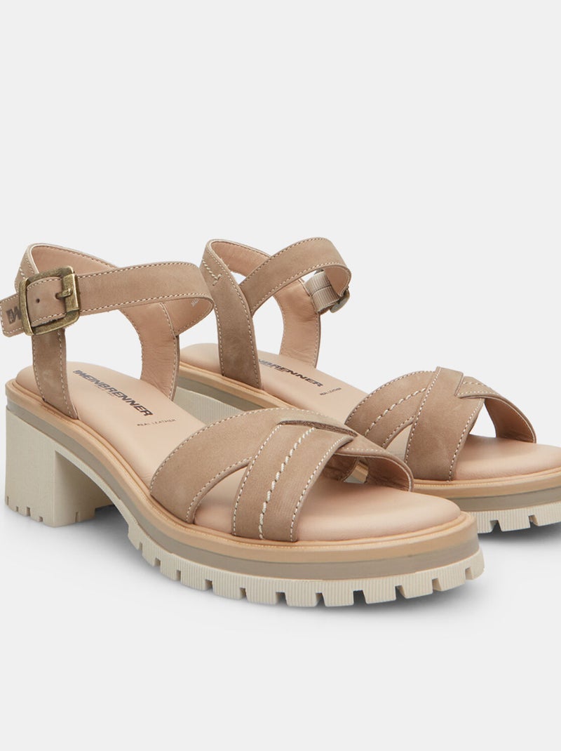 Sandales Weinbrenner en nubuck avec talon 5 cm BATA Taupe - Kiabi
