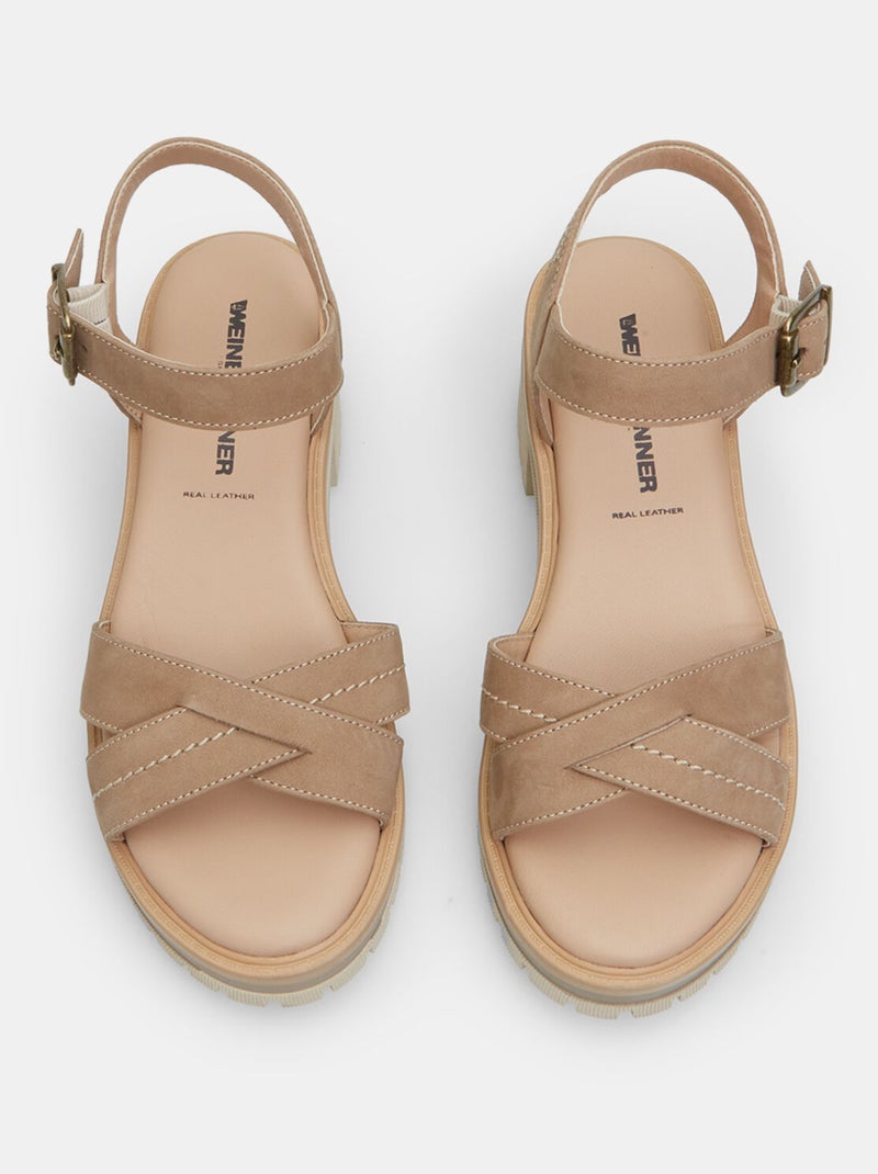 Sandales Weinbrenner en nubuck avec talon 5 cm BATA Taupe - Kiabi