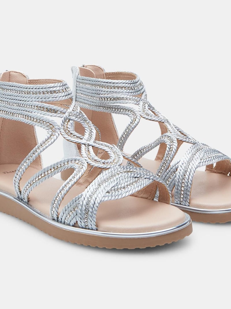 Sandales zippée confortables Argent - Kiabi