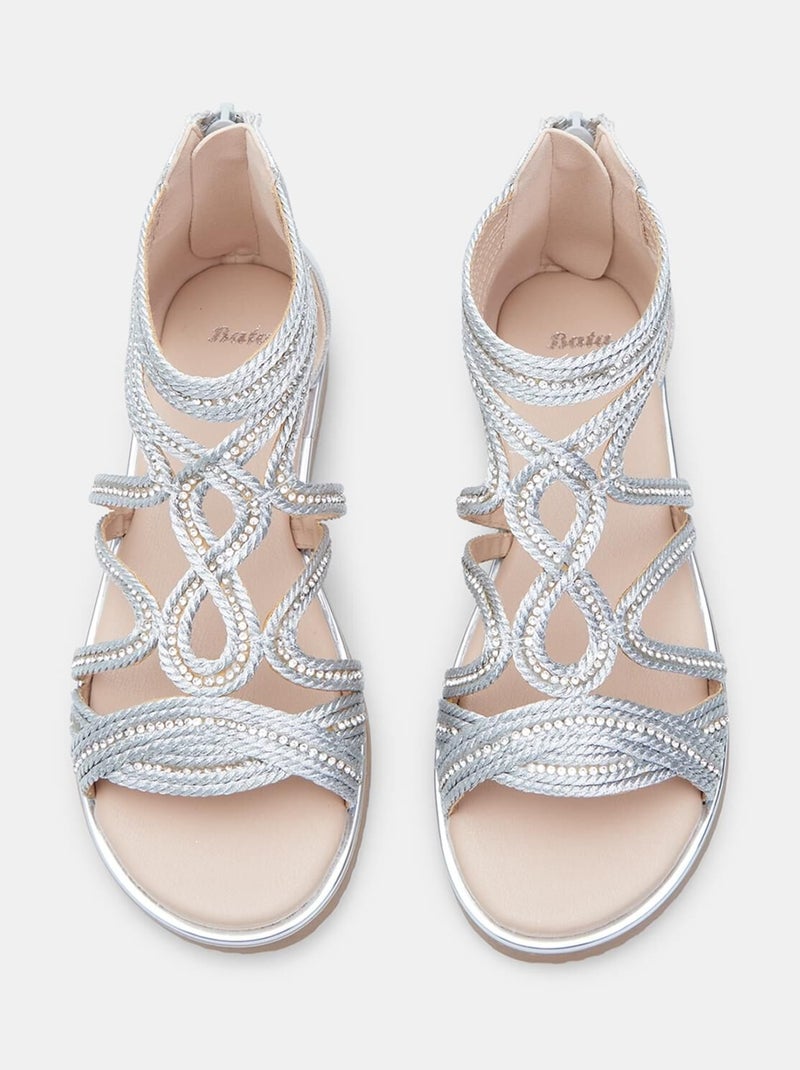 Sandales zippée confortables Argent - Kiabi