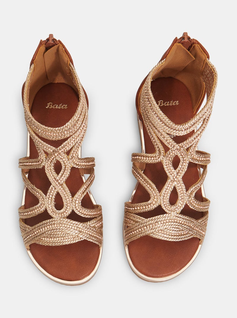 Sandales zippée confortables Bronze - Kiabi