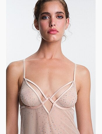 Sandy babydoll à détail pierre, sans rembourrage, sans armatures penti