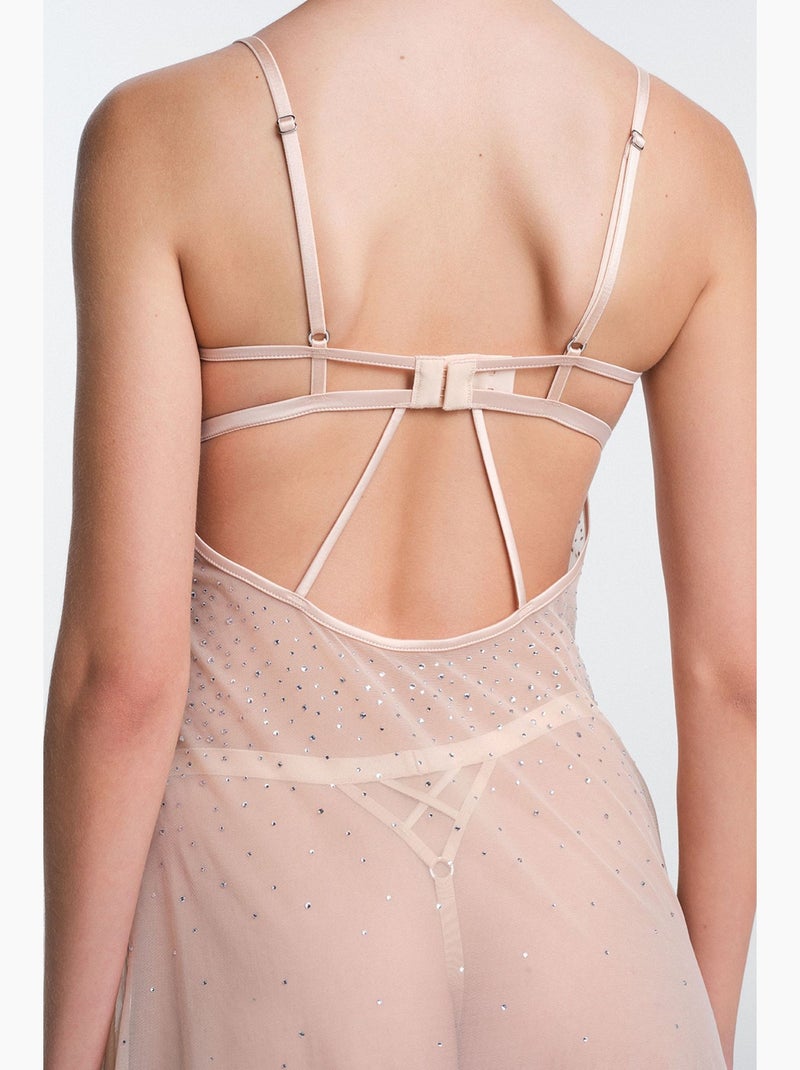 Sandy babydoll à détail pierre, sans rembourrage, sans armatures penti Beige argile - Kiabi