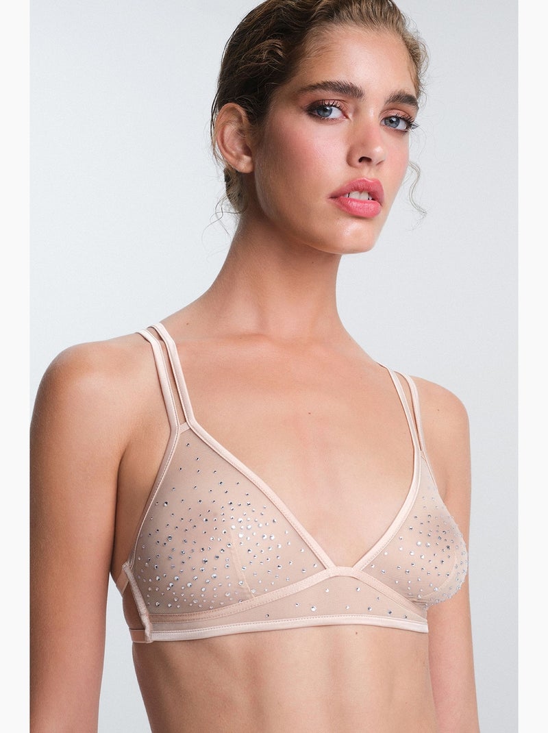 Sandy soutien-gorge orné de pierres, sans armature, sans rembourrage penti Sable - Kiabi