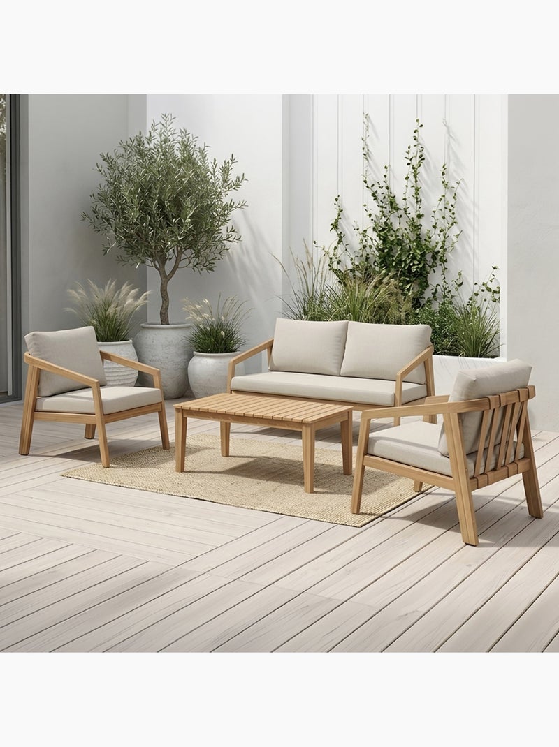 SAPA Salon de jardin 4 places en acacia Marron - Kiabi