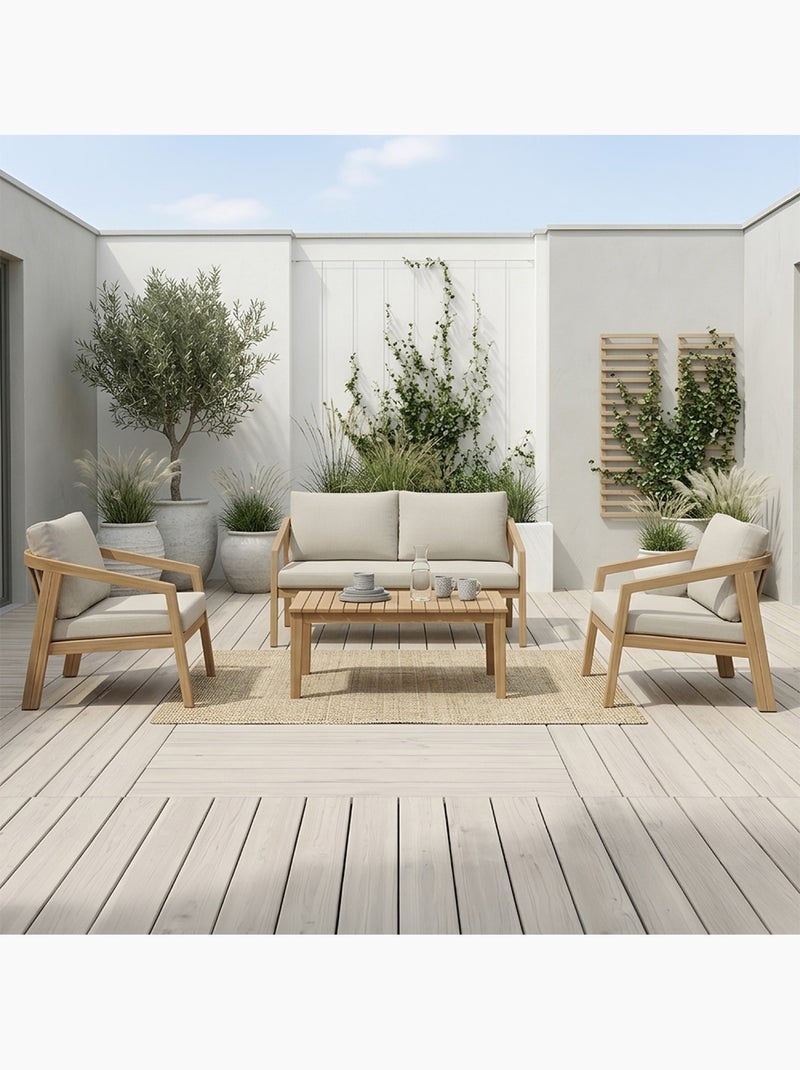 SAPA Salon de jardin 4 places en acacia Marron - Kiabi