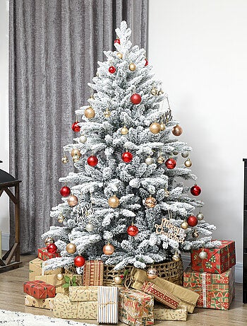 Sapin de Noël artificiel enneigé H.150cm 768 branches support métal pliable
