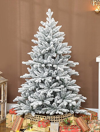 Sapin de Noël artificiel enneigé H.150cm 768 branches support métal pliable