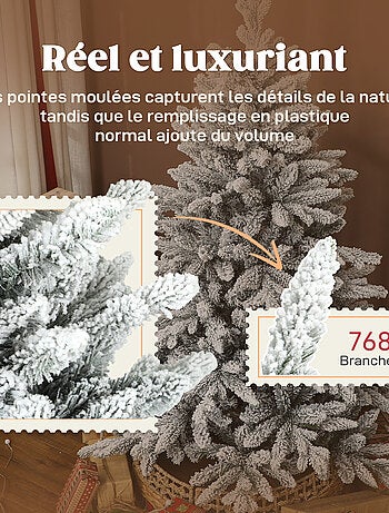 Sapin de Noël artificiel enneigé H.150cm 768 branches support métal pliable