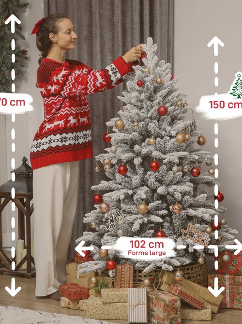 Sapin de Noël artificiel enneigé H.150cm 768 branches support métal pliable - Kiabi